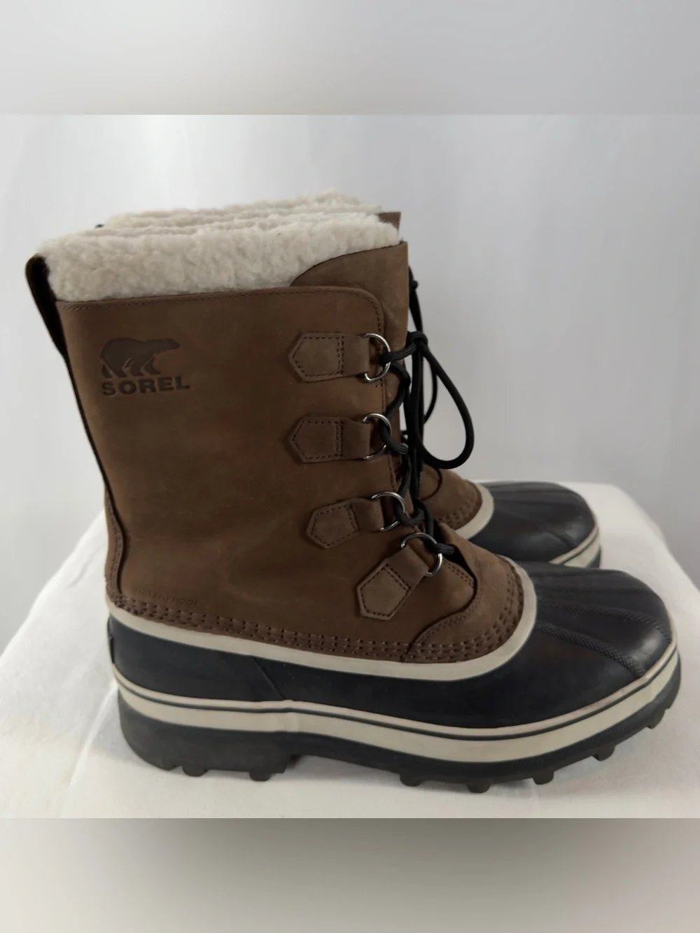 Sorel Men's Caribou Waterproof Lace-Up Winter Boots in Brown Black Size 11